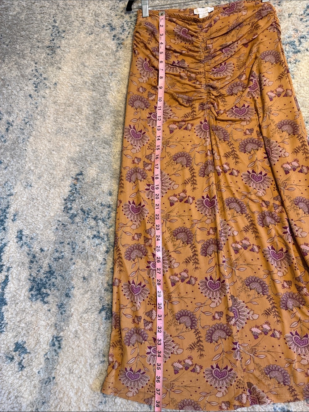 House of Harlow 1960 Mustard Floral Ruched Maxi Skirt - Picture 8 of 9